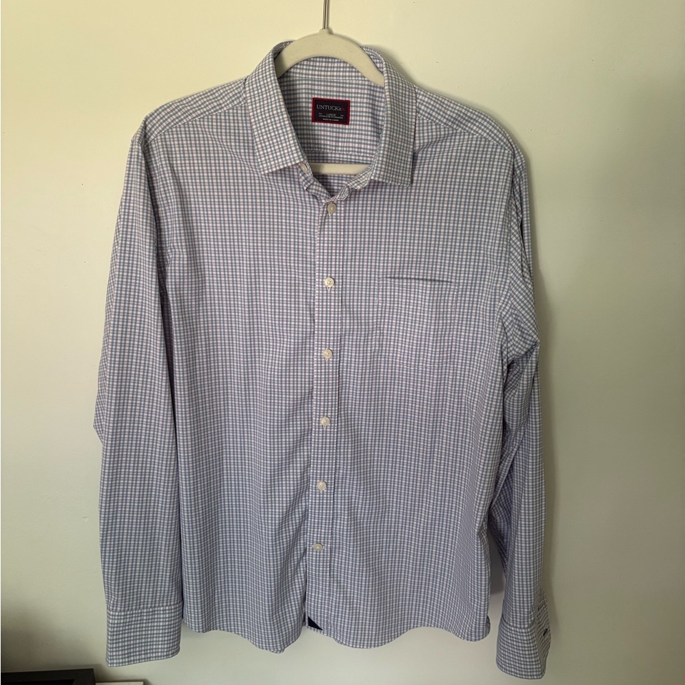 UNTUCKit Men’s Red White & Blue Button Down Long Sleeve Shirt